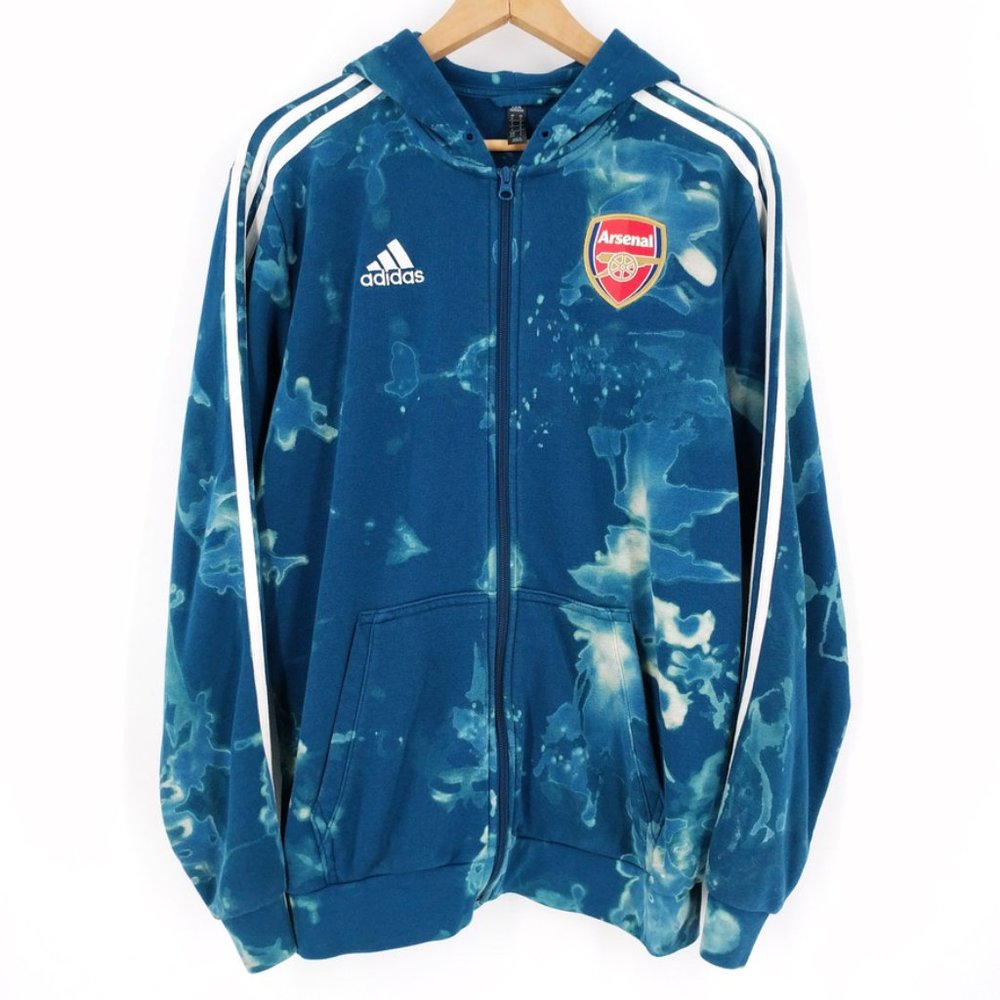 Adidas Arsenal Custom Bleach Tie Dye Hoodie Jacket